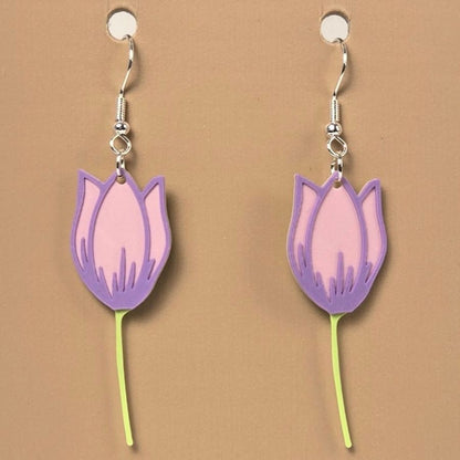 Boucle d'oreille en forme de Tulip avec crochets hypoallergéniques sans nickel