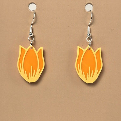 Boucle d'oreille en forme de Tulip avec crochets hypoallergéniques sans nickel