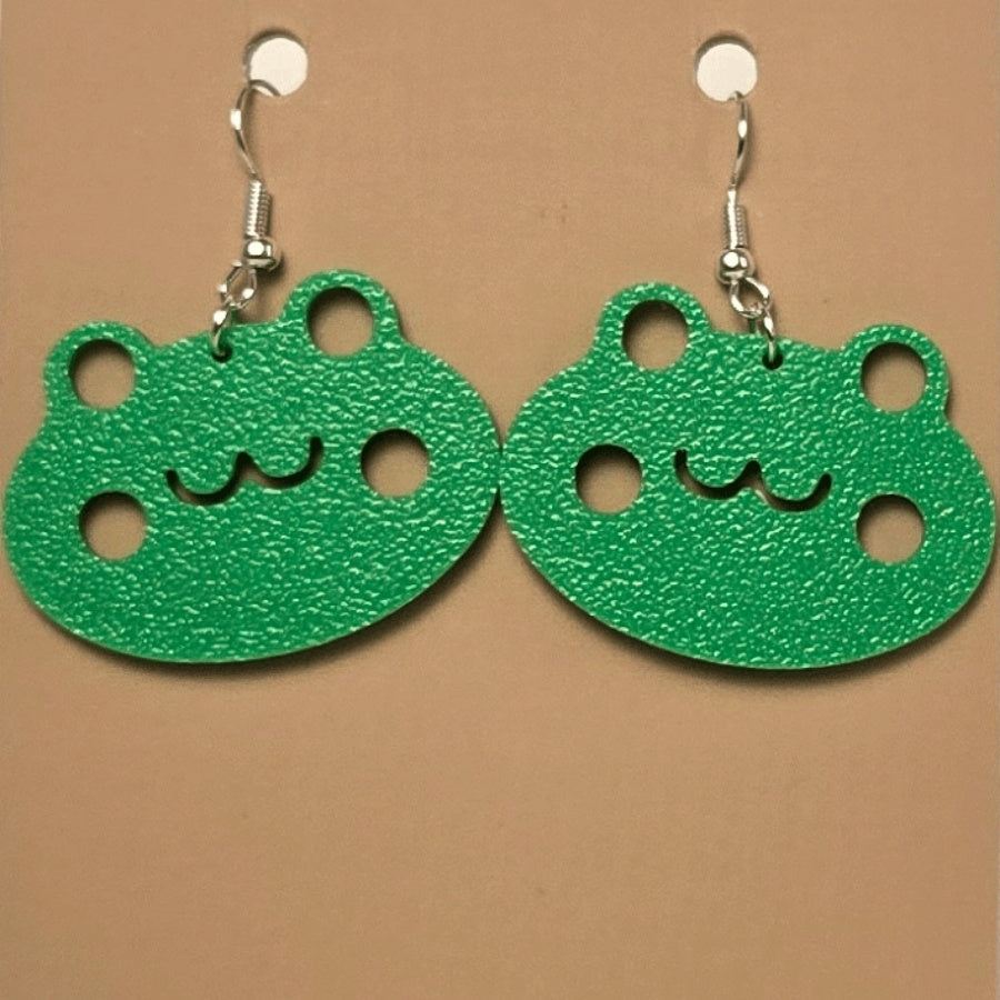 Boucle d'oreille en forme de Visage Grenouille avec crochets hypoallergéniques sans nickel