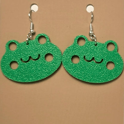 Boucle d'oreille en forme de Visage Grenouille avec crochets hypoallergéniques sans nickel