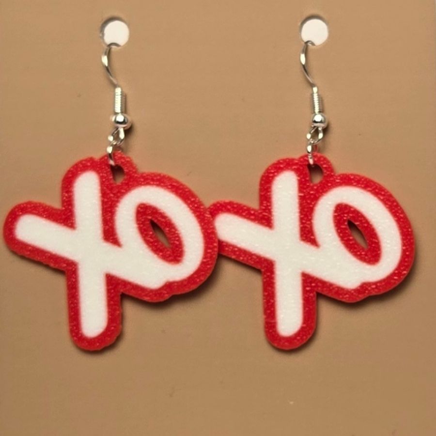 Boucle d'oreille en forme de Xo imprimée en 3D avec crochets hypoallergéniques sans nickel