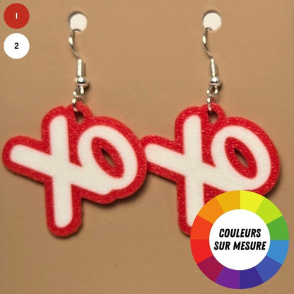 Boucle d'oreille en forme de Xo imprimée en 3D avec crochets hypoallergéniques sans nickel