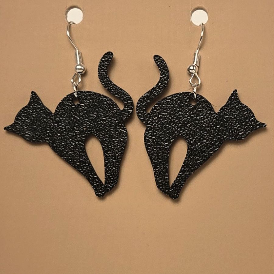 Boucle d'oreille en forme de Chat imprimée en 3D avec crochet hypoallergénique