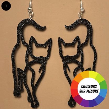 Boucle d'oreille en forme de Chat imprimée en 3D avec crochet hypoallergénique