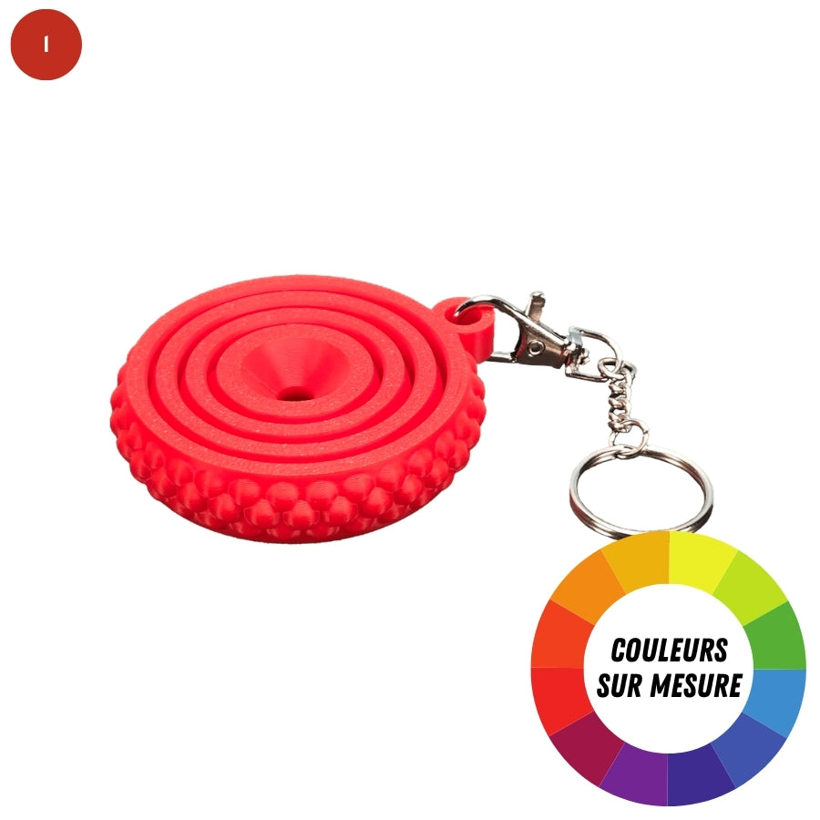 Porte-clés fidget à cercles rotatifs à couleurs sur mesure