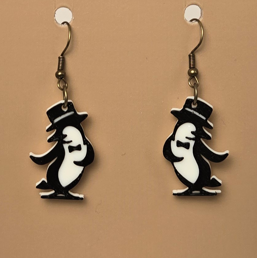 Boucle d'oreille en forme de Pingouin - Hypoallergénique