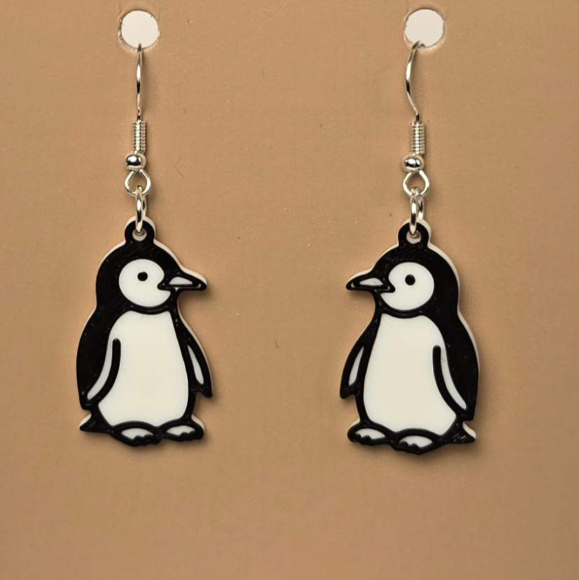 Boucle d'oreille en forme de Pingouin - Hypoallergénique