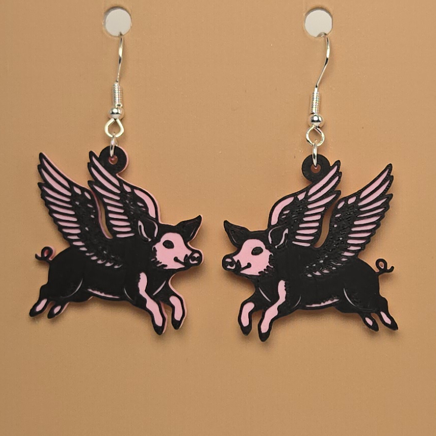 Boucle d'oreille en forme de Cochon - Hypoallergénique