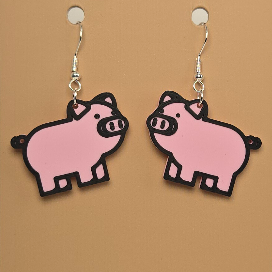 Boucle d'oreille en forme de Cochon - Hypoallergénique
