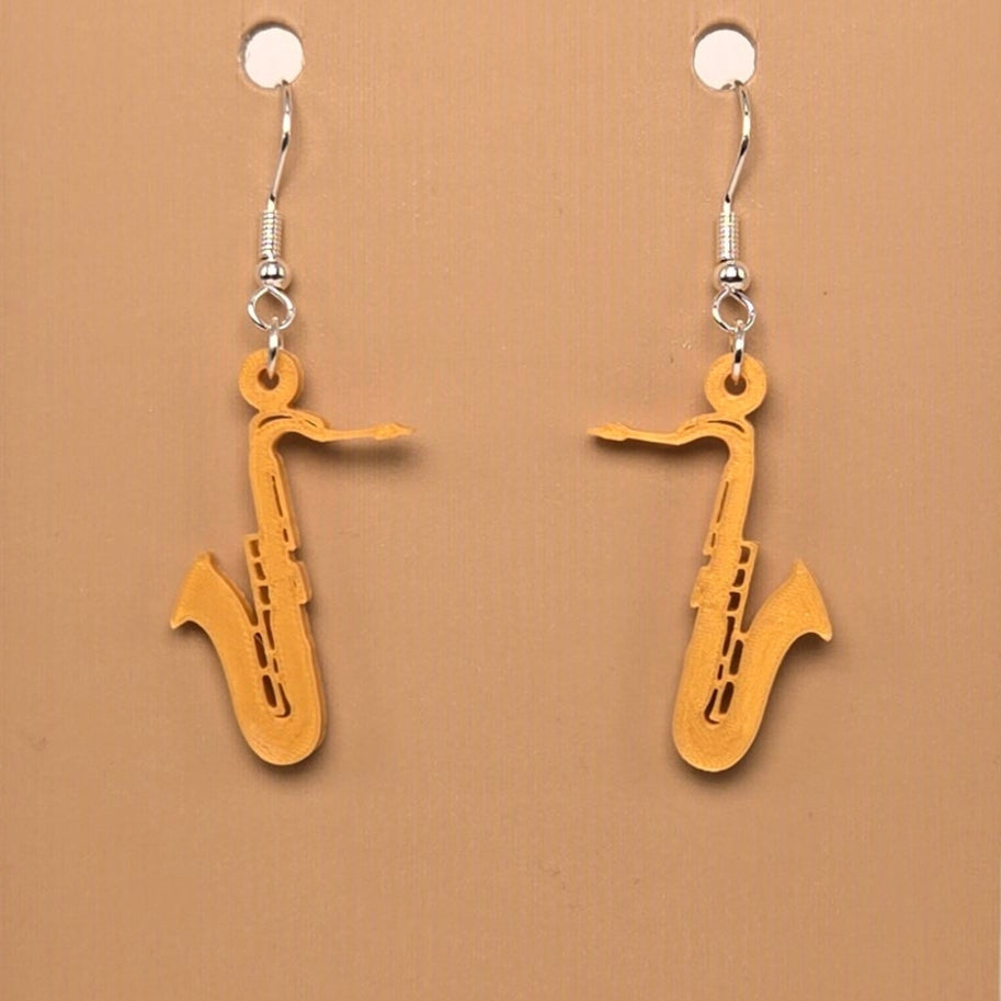 Boucle d'oreille en forme de Saxophone - Hypoallergénique