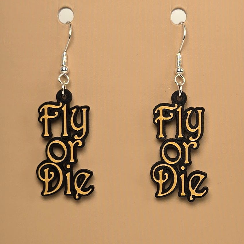 Boucle d'oreille en forme de Fourth Wing - Fly or Die - Hypoallergénique