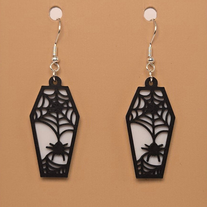 Boucle d'oreille en forme de Cerceuil Araigné - Hypoallergénique