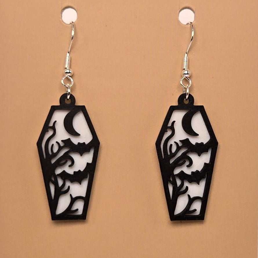 Boucle d'oreille en forme de Cerceuil Chauve-Souris - Hypoallergénique