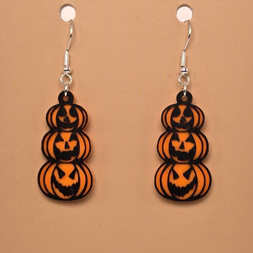 Boucle d'oreille en forme de 3 Citrouille - Hypoallergénique