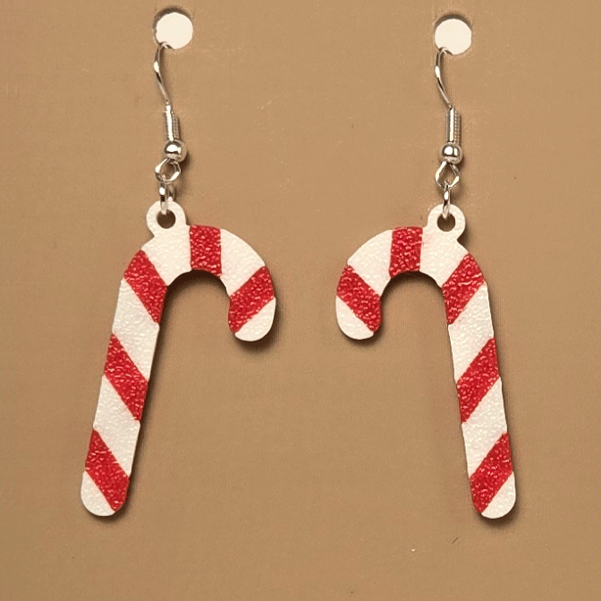 Boucle d'oreille en forme de Canne Noel - Hypoallergénique