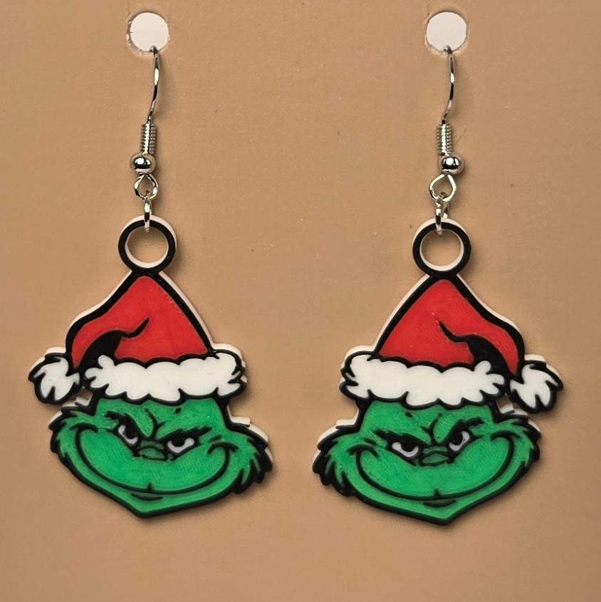Boucle d'oreille en forme de Grinch - Hypoallergénique