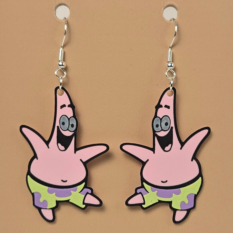 Boucle d'oreille en forme de Bob L'éponge (Patrick) - Hypoallergénique