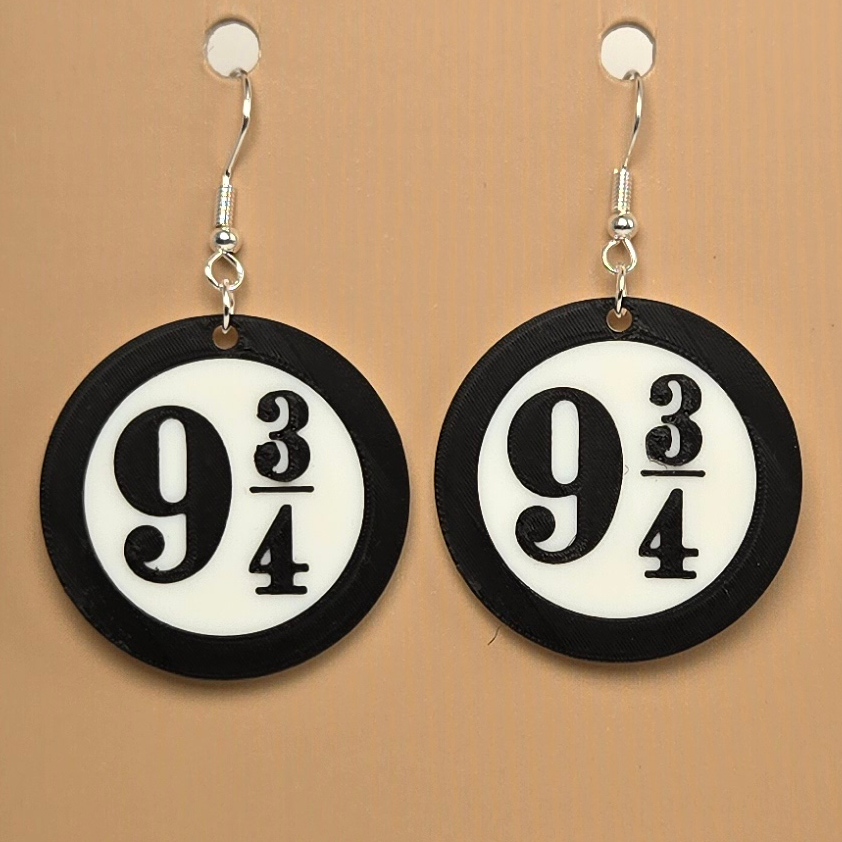 Boucle d'oreille en forme de 9 3-4 (Harry Potter) - Hypoallergénique